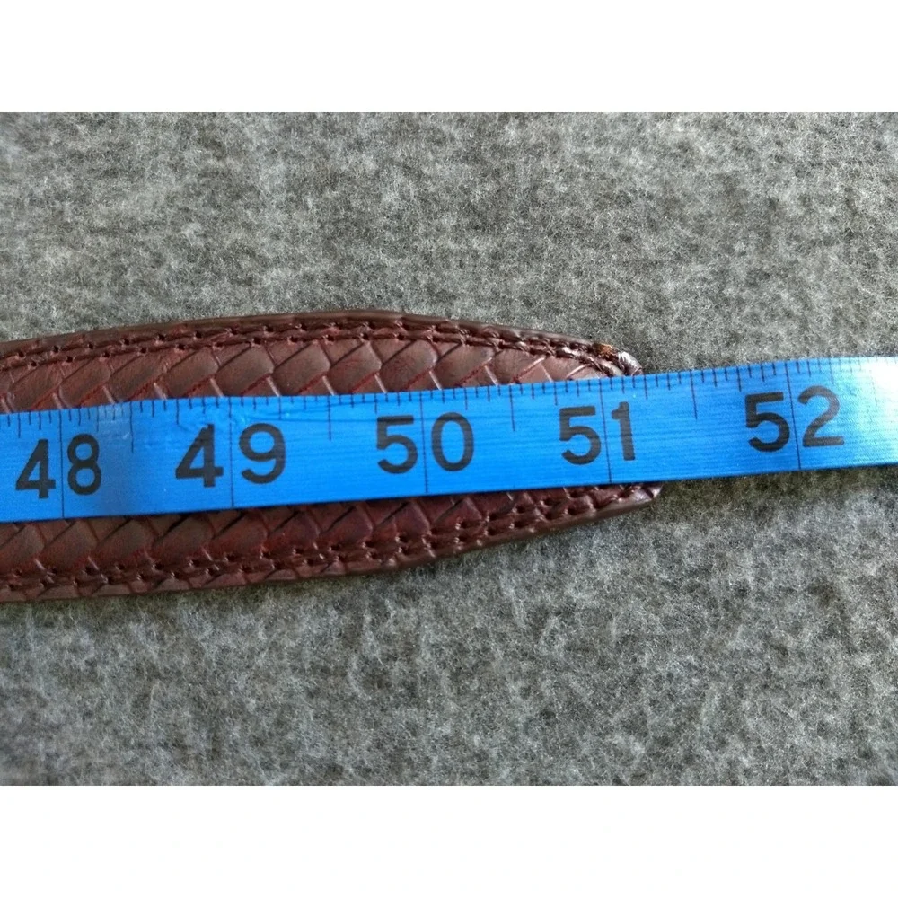 Braided‎ Brown Leather Belt Silver Tone Buckle Federato in Pelle Mens 51